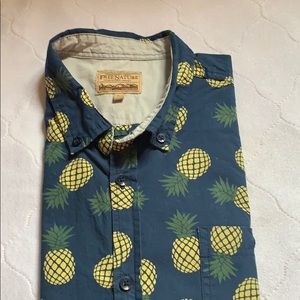 Pineapple print short sleeve button down shirt